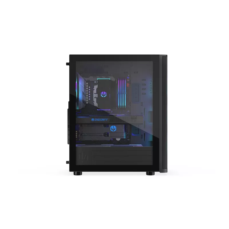 ENDORFY Ventum 400 ARGB ATX PC-Gehäuse - Schwarz, gehärtetes Glas, 4x Stratus 120 PWM ARGB Lüfter, ARGB & PWM Controller, USB-C