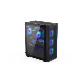 ENDORFY Ventum 400 ARGB ATX PC-Gehäuse - Schwarz, gehärtetes Glas, 4x Stratus 120 PWM ARGB Lüfter, ARGB & PWM Controller, USB-C