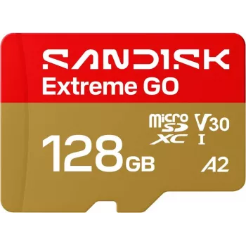 SanDisk Extreme Go microSDXC 128 GB, UHS-I U3 V30 A2, Lesen 240 MB/s, Schreiben 120 MB/s, SDSQXGN-128G-GN6MN