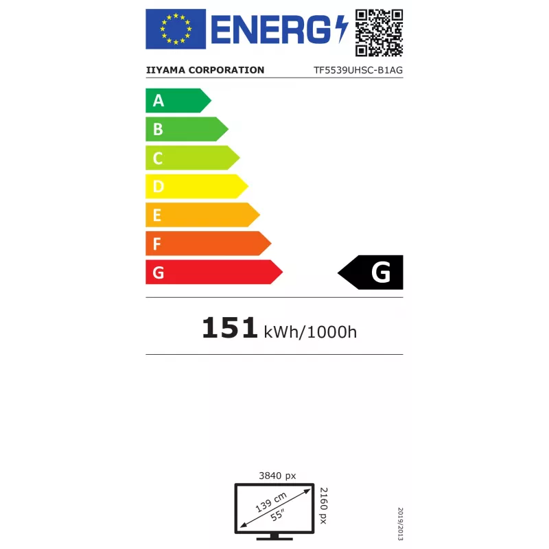 Iiyama ProLite TF5539UHSC-B1AG 55 Zoll 4K UHD PCAP 50-Touch IPS LED Monitor Schwarz