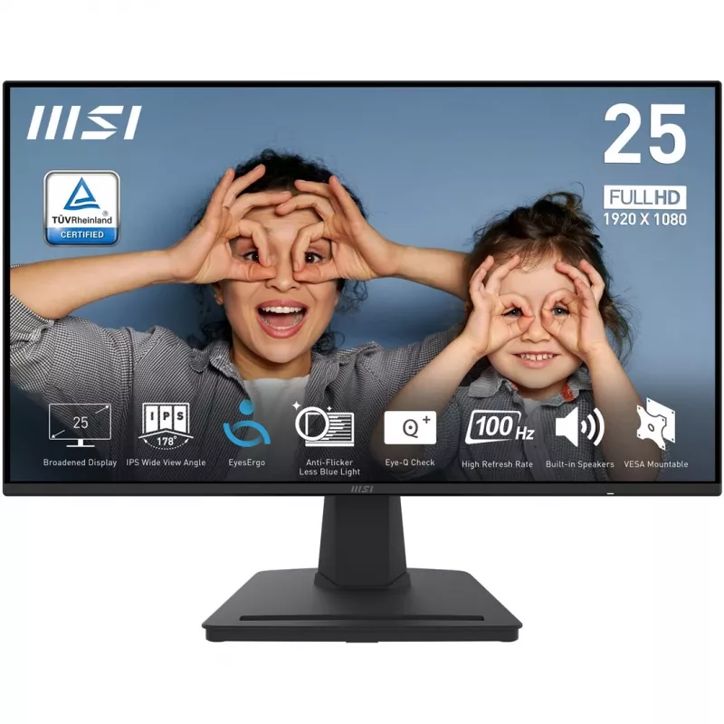 MSI PRO MP252 24.5 inch Full HD IPS 100Hz Business Monitor - Schwarz
