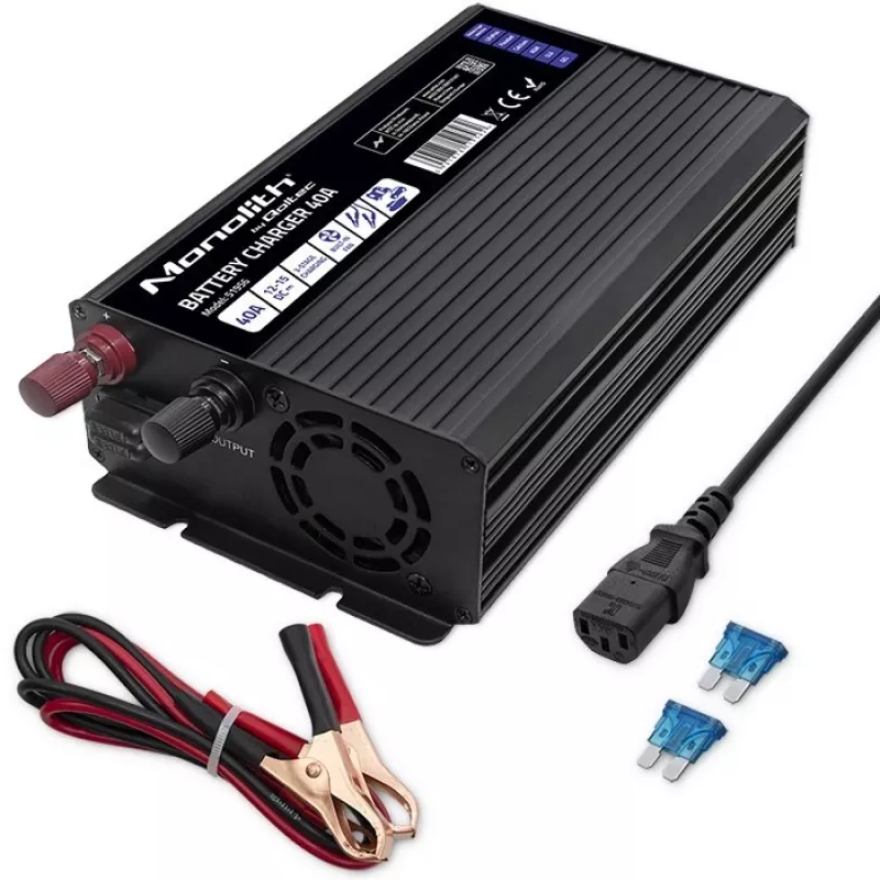Qoltec Intelligent Professional Monolith Batterieladegerät für LiFePO4 AGM GEL SLA Batterien | 40A | 12V