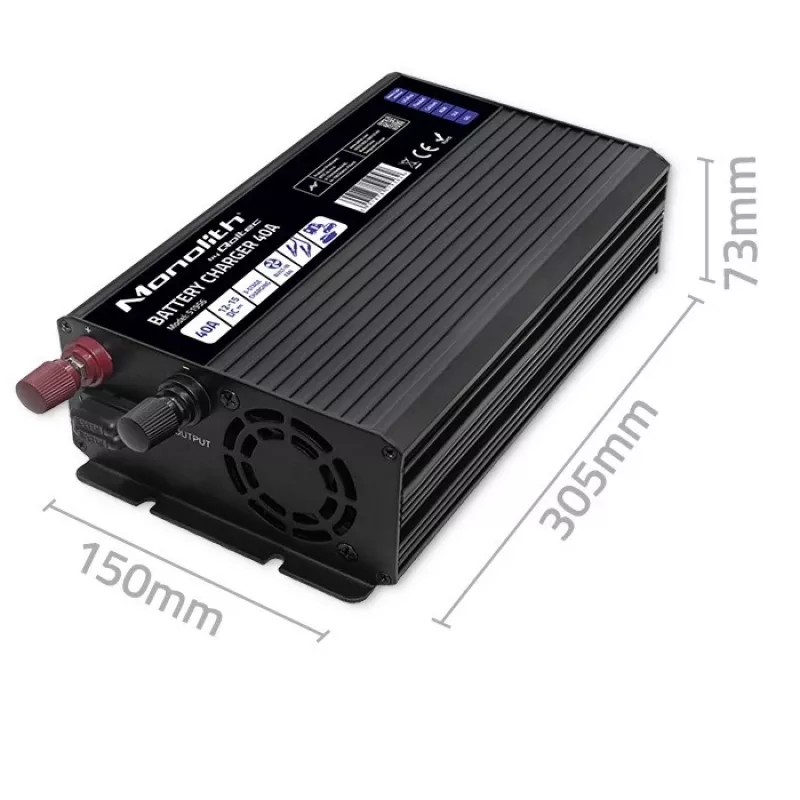 Qoltec Intelligent Professional Monolith Batterieladegerät für LiFePO4 AGM GEL SLA Batterien | 40A | 12V