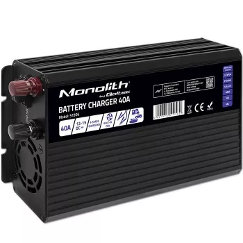 Qoltec Intelligent Professional Monolith Batterieladegerät für LiFePO4 AGM GEL SLA Batterien | 40A | 12V
