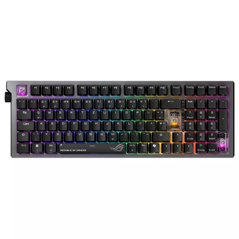 ASUS ROG Strix Morph 96 Wireless Gaming Keyboard, 96% Layout, ROG NX Snow Switches, Hot-Swappable, Tri-Mode Connectivity, Schwarz