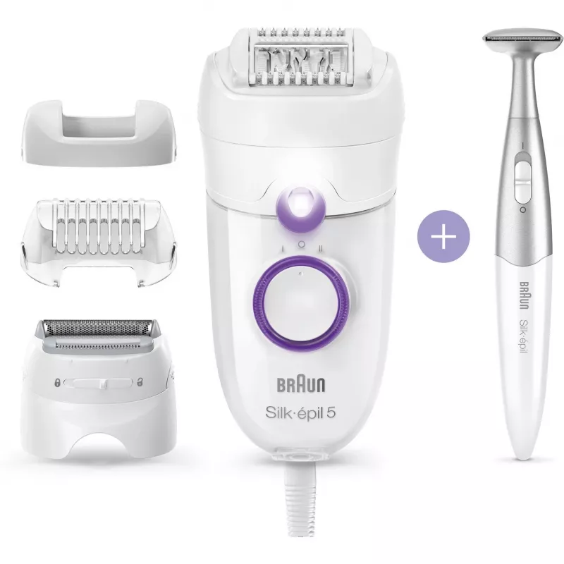 Braun Silk-épil 5 5-825 Power Epilator, Weiß/Rosa, 28 Pinzetten, MicroGrip, kabelgebunden
