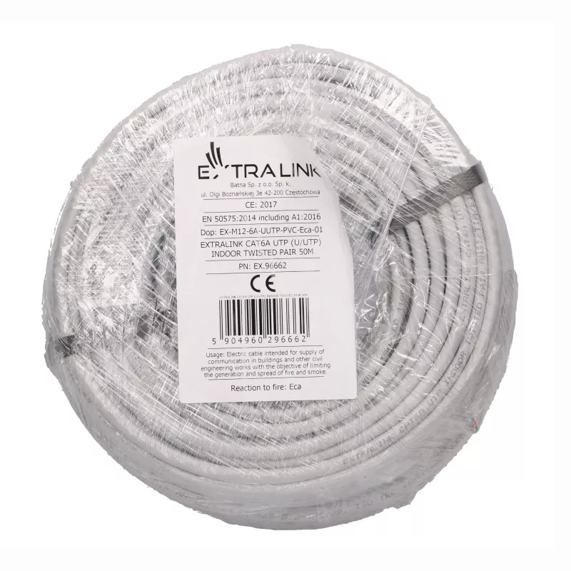 EXTRALINK CAT6A UTP (U/UTP) Indoor Twisted Pair Kabel 50m Grau