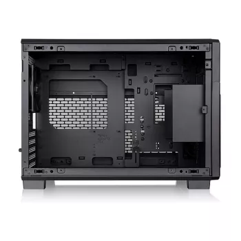 Thermaltake TR200 WS Super Mini Tower Gehäuse, Schwarz/Holz, gehärtetes Glas