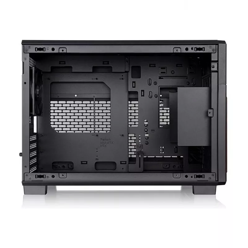 Thermaltake TR200 WS Super Mini Tower Gehäuse, Schwarz/Holz, gehärtetes Glas