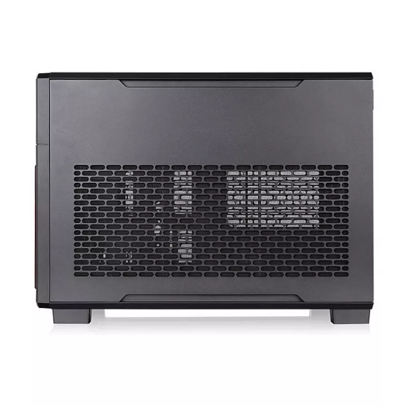 Thermaltake TR200 WS Super Mini Tower Gehäuse, Schwarz/Holz, gehärtetes Glas