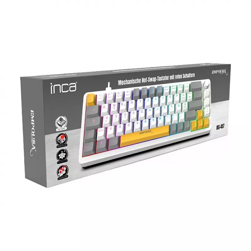 INCA Gaming-Tastatur RGB Red Switch USB Mechanisch 2,00m Weiß (IKG-457)