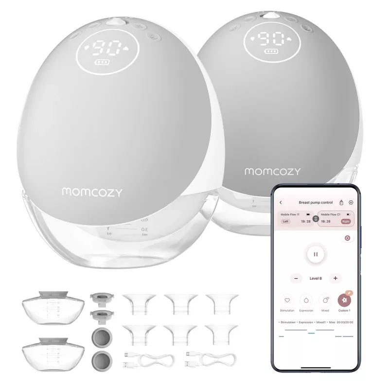 Momcozy M9 Doppelte Tragbare Elektrische Milchpumpe Grau 150ml