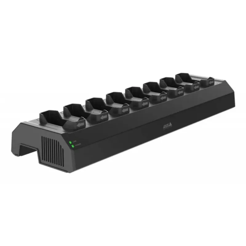 Axis W701 Mk II Docking Station - 8-Bay Lade- und Synchronisationsstation für Körperkameras - 120W - Schwarz (NCS S 9000-N) - Europäischer Stecker