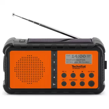 TechniSat TechniRadio Solar 2 DAB+/FM Portable Radio with Solar Panel and Hand Crank, Black/Orange