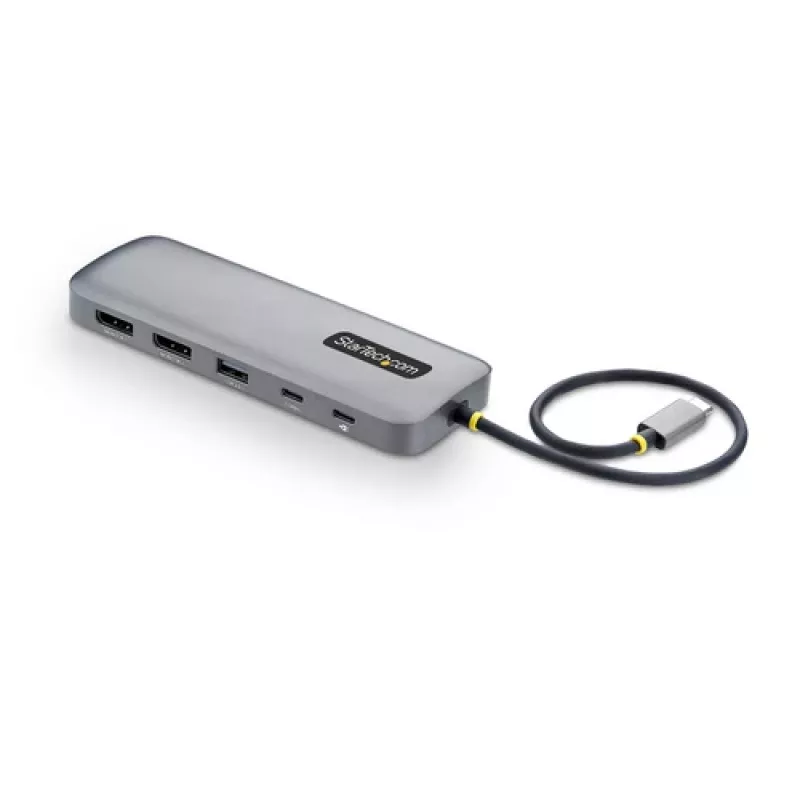 StarTech.com 189B-USBC-MULTIPORT USB-C auf Dual DisplayPort Multiport Hub - 2x DP 1.4, 4K 60Hz, USB-A 3.0, Gigabit Ethernet, 100W PD Pass-Through