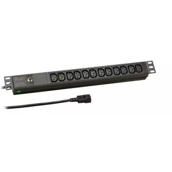 EFB Electronics EK631CC.1 19 inch 1U Power Distribution Unit (PDU) mit 12x C13 Ausgängen, C14 Eingang, 2m Kabel, Schwarz