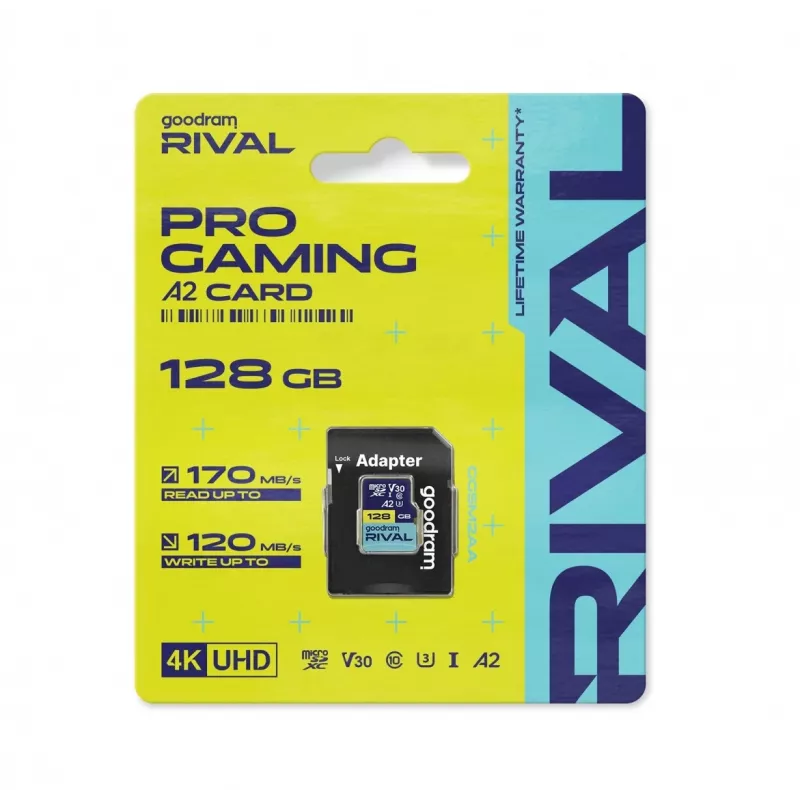 GOODRAM microSDXC 128GB V30 A2 UHS-I U3 RIVAL + Adapter
