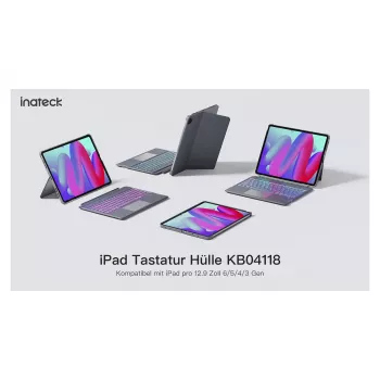 Inateck Tastaturhülle für iPad 10. Generation (10,9 Zoll, 2022) mit Trackpad und Hintergrundbeleuchtung - Grau