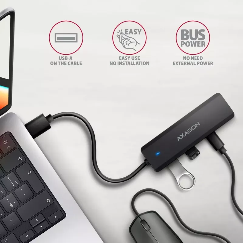 i-tec Axagon HUE-C2A USB-C Hub 4-Port 5 Gbps 2x USB-A + 2x USB-C mit Power Delivery