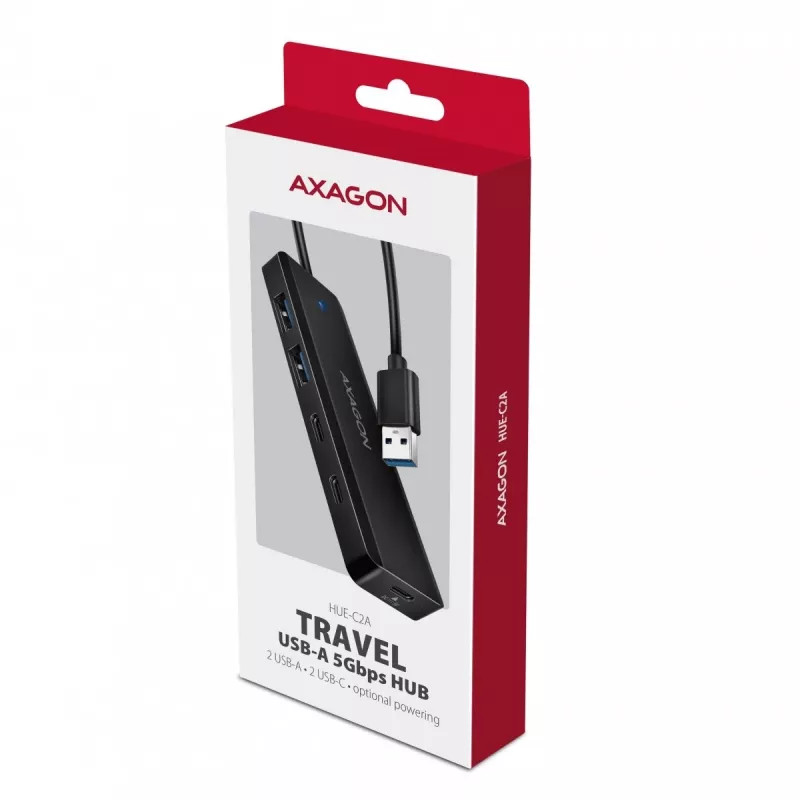 i-tec Axagon HUE-C2A USB-C Hub 4-Port 5 Gbps 2x USB-A + 2x USB-C mit Power Delivery