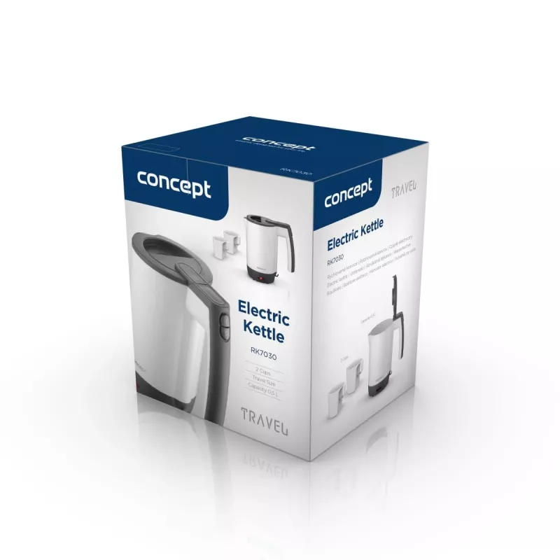 Concept RK7030 Reise-Wasserkocher 0,5L mit 2 Bechern, Weiß