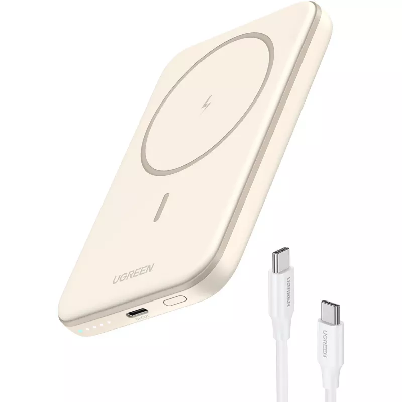 UGREEN 5000mAh Mini Powerbank Wireless 15W mit MagSafe Weiß