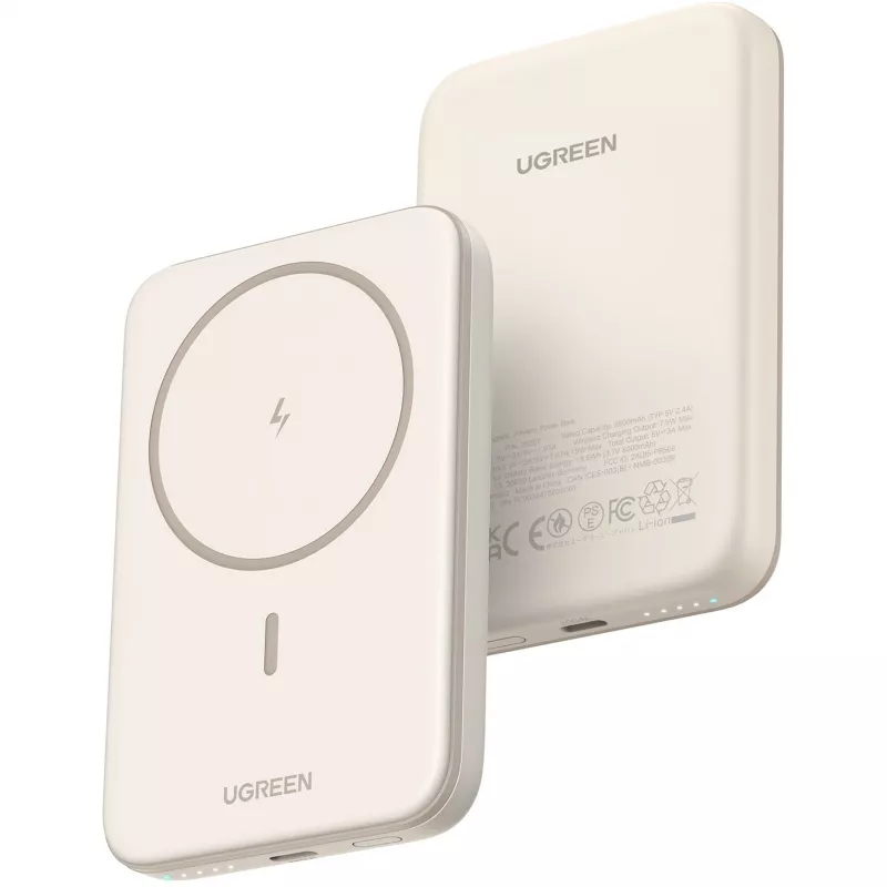 UGREEN 5000mAh Mini Powerbank Wireless 15W mit MagSafe Weiß