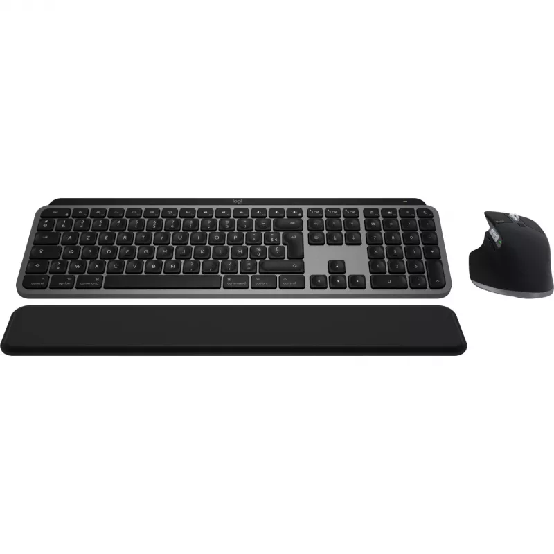 Logitech Master Series MX Keys S Combo for Mac - Drahtloses Tastatur- und Maus-Set - Vollformat - Hintergrundbeleuchtung - AZERTY Französisch - Space Gray (920-012841)