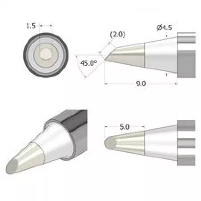 iFixit FixHub Lötspitze konisch-meißelförmig 1,5 mm silber