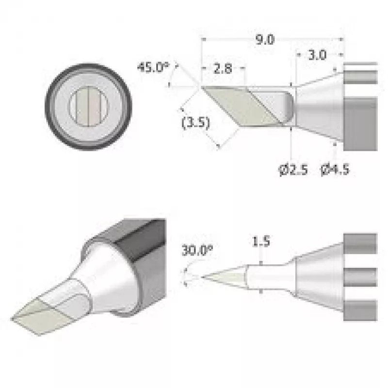 iFixit FixHub Lötspitze Messer 2,5 mm Silber