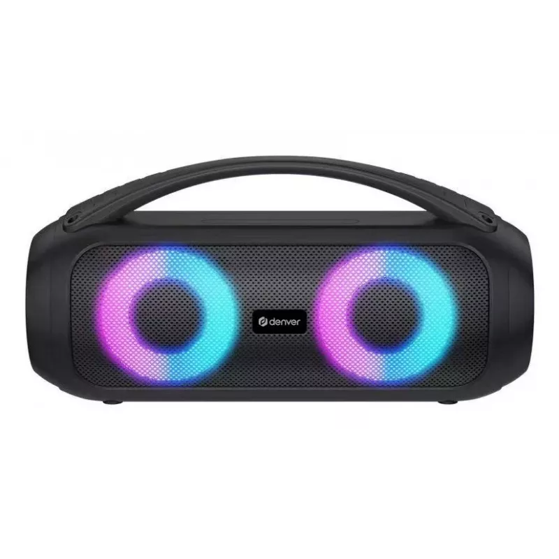 Denver BTG-618 Tragbarer Bluetooth-Party-Lautsprecher 200W mit LED-Leuchten, Schwarz