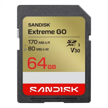 SanDisk Extreme Go SDXC 64GB UHS-I Speicherkarte (170MB/s Lesen, V30, 4K)