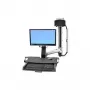 Ergotron StyleView Sit-Stand Combo System mit Arbeitsfläche und kleinem schwarzen CPU-Halter
