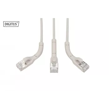 DIGITUS CAT 6A F-FTP Angled Patch Cable, Copper, 1,5 m, Grey, 10 Stück