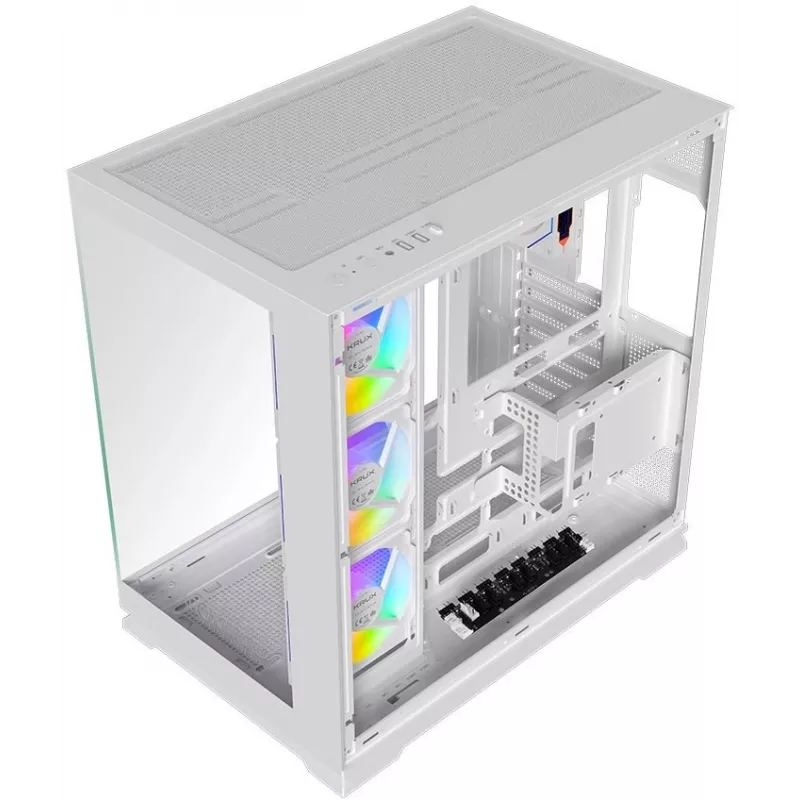 Krux Atron White Mid-Tower PC-Gehäuse mit gehärtetem Glas