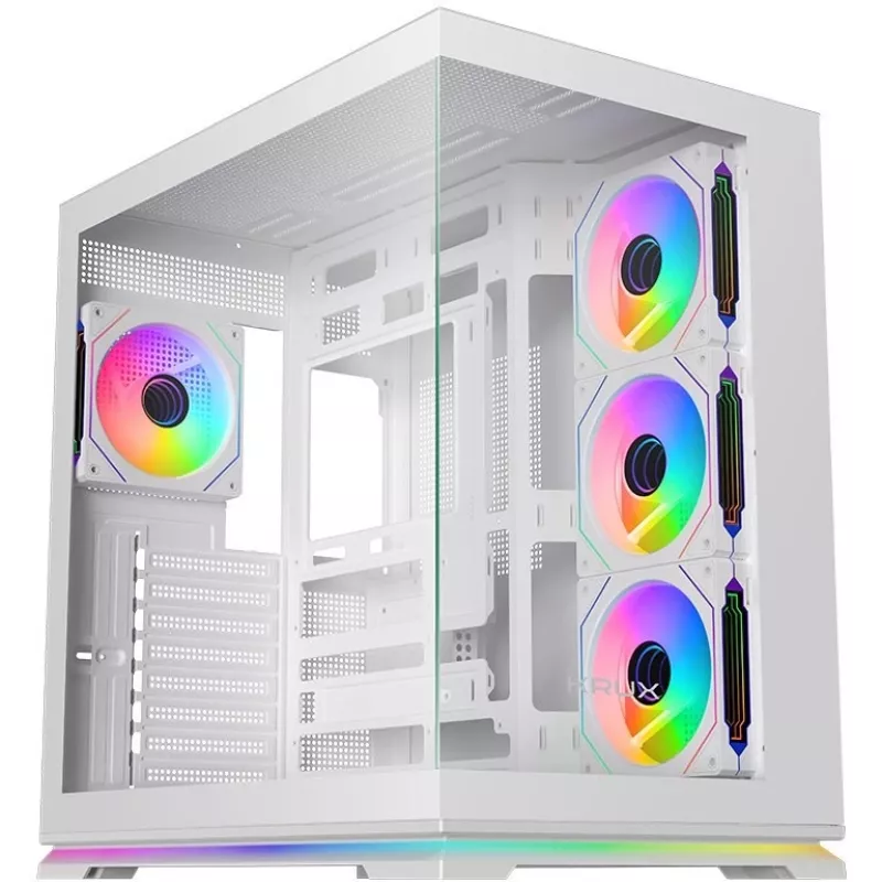 Krux Atron White Mid-Tower PC-Gehäuse mit gehärtetem Glas