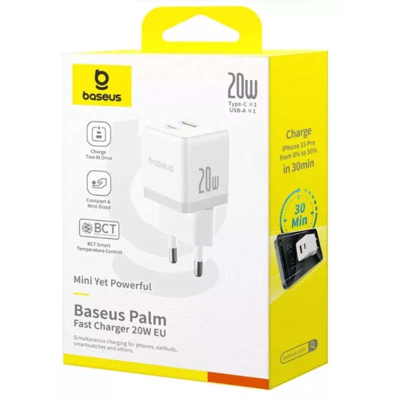 Baseus Palm 65W GaN5 USB-C Fast Charger Weiß