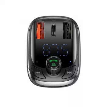 Baseus S-13 Bluetooth FM Transmitter Car Charger mit QC 3.0/4.0 PD, Freisprecheinrichtung, LED-Anzeige, Schwarz