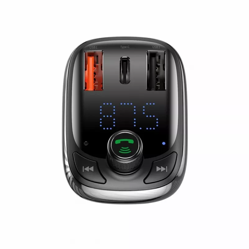 Baseus S-13 Bluetooth FM Transmitter Car Charger mit QC 3.0/4.0 PD, Freisprecheinrichtung, LED-Anzeige, Schwarz