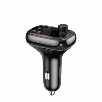 Baseus S-13 Bluetooth FM Transmitter Car Charger mit QC 3.0/4.0 PD, Freisprecheinrichtung, LED-Anzeige, Schwarz