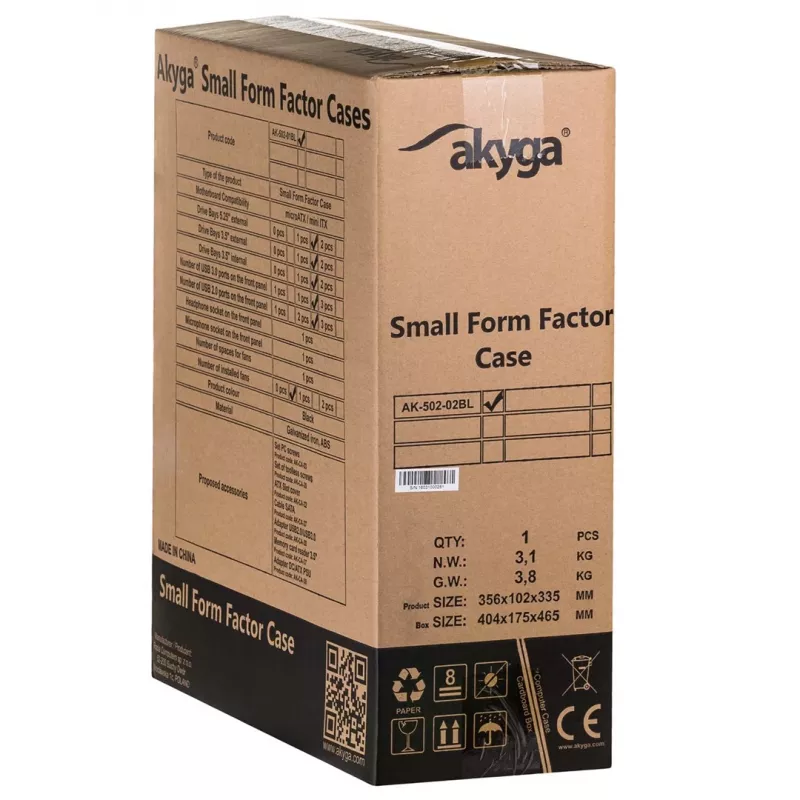 Akyga AK-502-02BK Midi-Tower-Computergehäuse Schwarz