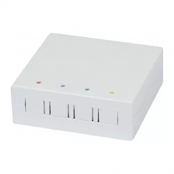 Synergy 21 FTTH Wandgehäuse für 4 SC-S oder LC-D Adapter, 80x80mm mit Kabelmanagement, DIN-Schiene/Wand, Crimp