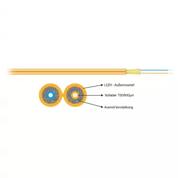 EFB-ELEKTRONIK I-V(ZN)H 2x1E 9/125µm OS2 Single-Mode Duplex Zipcord Patchkabel, LSZH, Gelb, 2,8x5,7mm