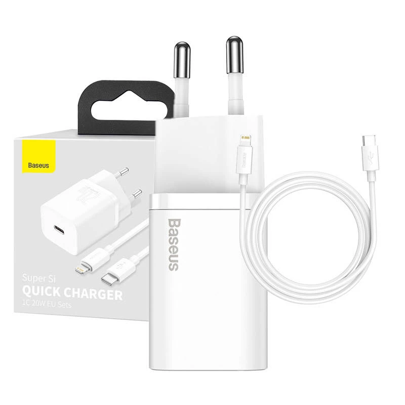 Baseus Super Si Quick Charger 20W USB-C mit Kabel (Weiß)