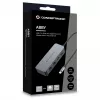 CONCEPTRONIC USB-C auf 2x Gigabit Ethernet + 2x USB-A 3.2 Gen 1 Adapter, 0,3 m, Grau