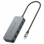 CONCEPTRONIC USB-C auf 2x Gigabit Ethernet + 2x USB-A 3.2 Gen 1 Adapter, 0,3 m, Grau