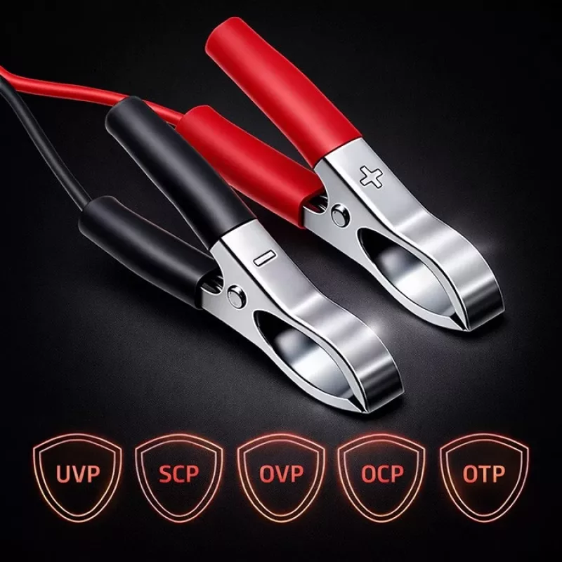 Qoltec 52665 Automatisches Batterieladegerät für AGM GEL STD Batterien, 24V 2A 48W, LED-Anzeige, 1,8m Kabel