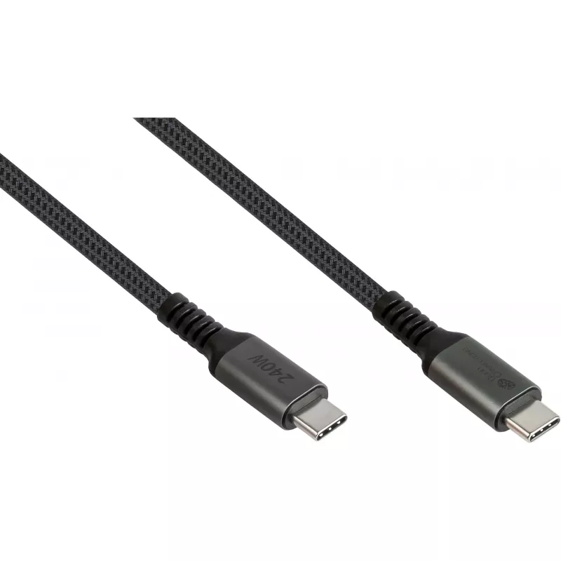 GoodConnections USB-C 2.0 (ST-ST) 0.5m Braided Cable 240W Anthracite