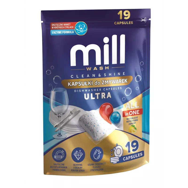 MADONIS MILL CLEAN&SHINE Ultra Geschirrspül-Tabs, 19 Stück, 3K.D