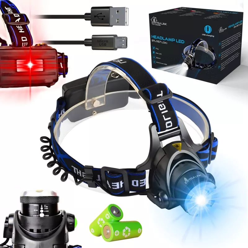 Extralink EFL-057 Loki LED-Stirnlampe, USB-Aufladung, 350 Lumen, Bewegungssensor